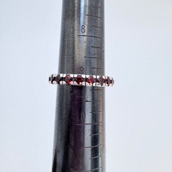 VTG Solid Sterling Silver 925 Synthetic Ruby Statement Ring Size 9 - Picture 8 of 8